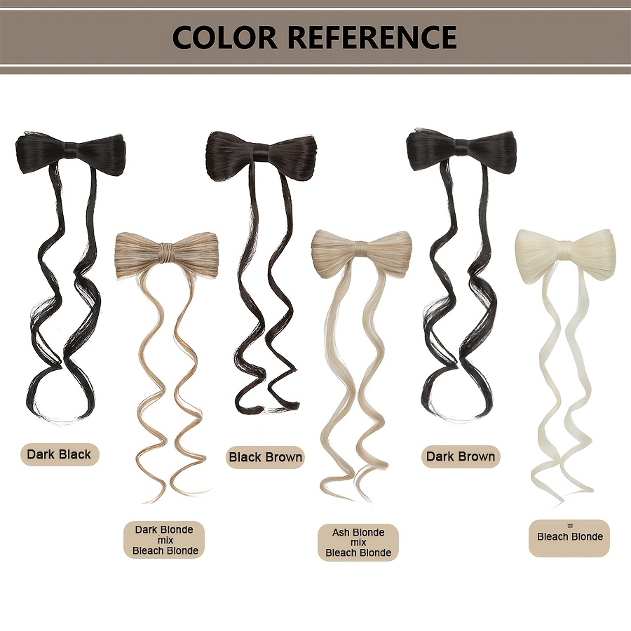14inch 35cm bowknot synthetic hairpiece with ponytail cute natural curly hair clip in hair extensions styling clip decorative hair clip hairpieces highlight   bleach blonde   for women daily party dating christmas use details 8