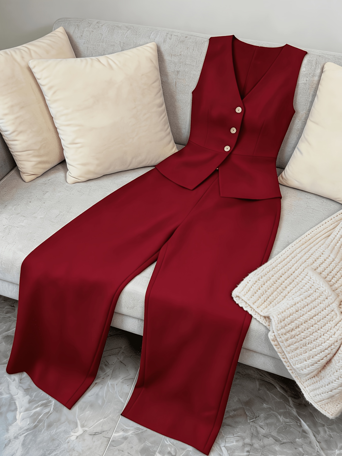 Elegant Sleeveless Top and Pants Set for Women, Business Commuter Style, Suitable for All Seasons and Office Wear. Teacher's Uniform