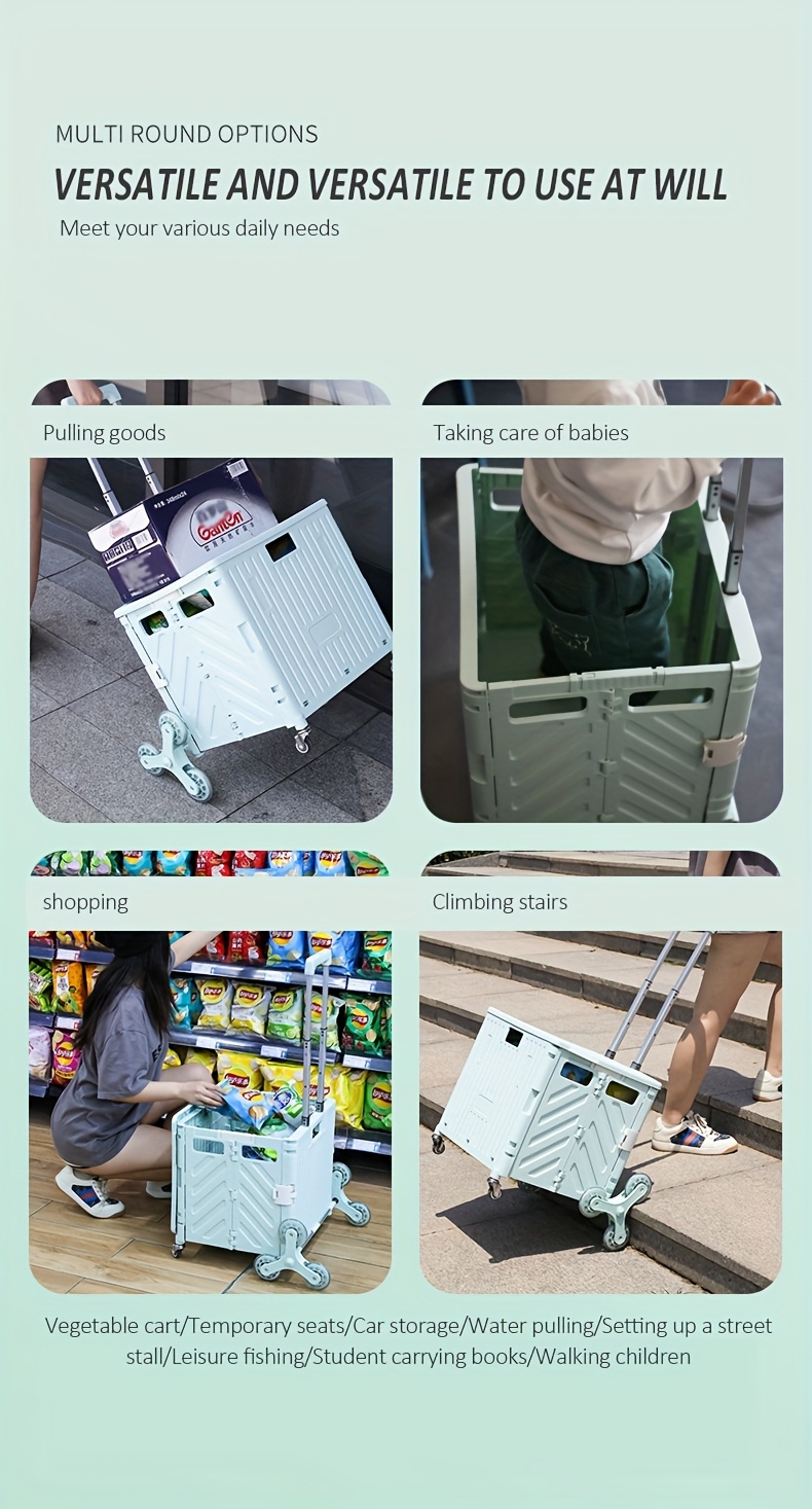 45l 50  style   with 4 wheels 8 wheels foldable shopping baskets and trolleys with magnetic extended covers and trolleys with adjustable angle telescopic handles suitable for shopping camping and gardening Product details 3