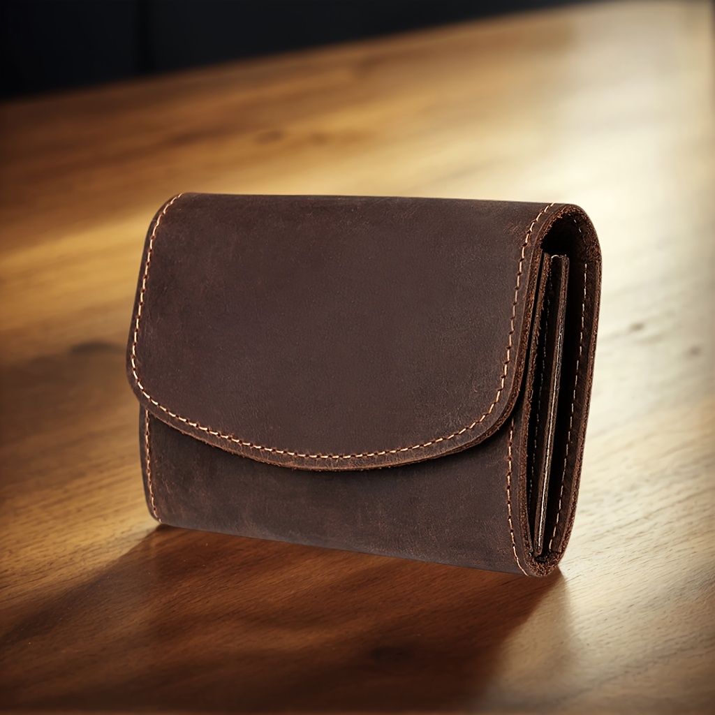 E-shop 1 Stück Vintage Used-Look Kompakt Reißverschluss Geldbörse mit Kartenfächern. Kann verschiedene kleine Gegenstände und Karten, Schlüssel