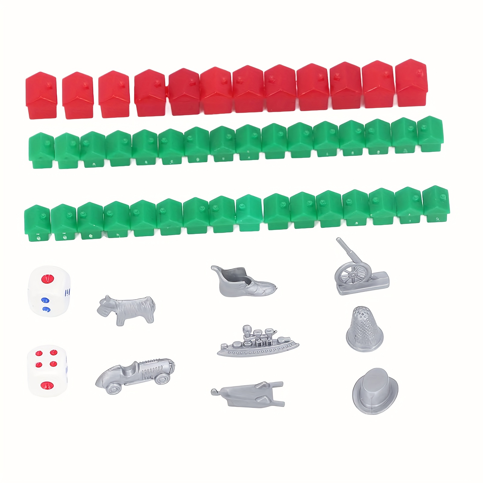 54pcs Replacement Pieces Game Plastic Hotels Houses Game Piece Supplement Accessories