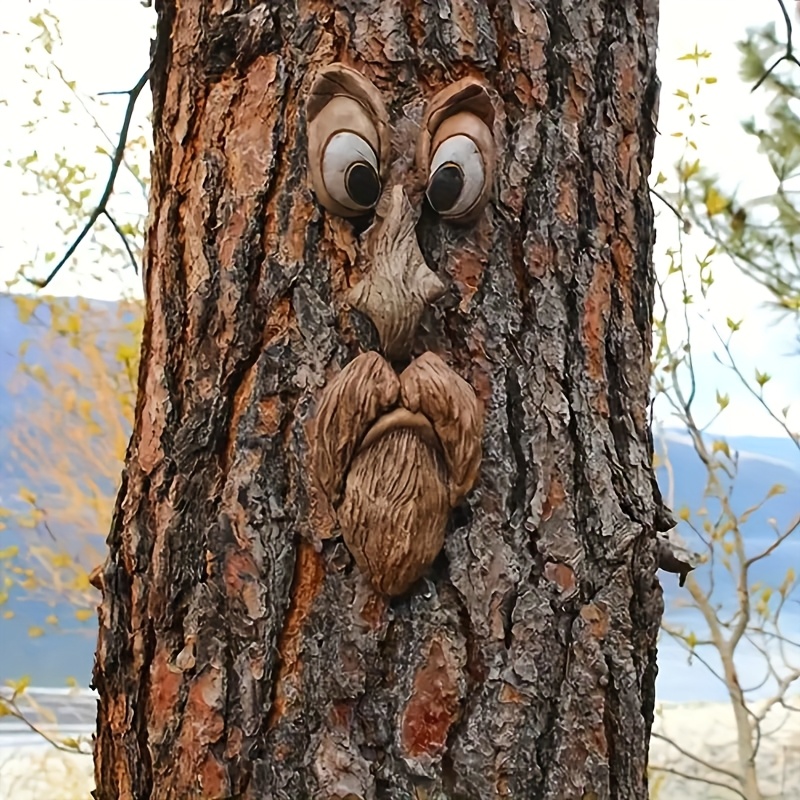 Tree Face Ornaments, Decorations, Resin Crafts, Yard Decor, Wall Embellishments