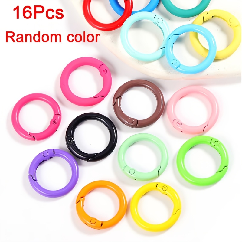 Image of 16/32pcs O-ring Alloy Spring Buckles, Random , Can Open Circular Bag Decoration , Keychain Connector, Keychain Clip, Dog Chain Hook, Jewelry , Bag Clip, And Connector For Small Business Supplies