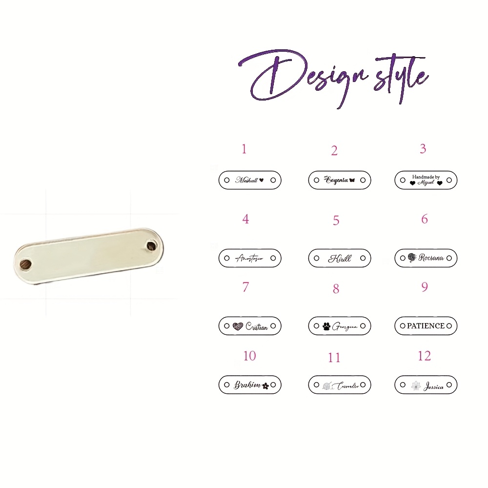 TEMU Etiquetas de Ropa Personalizadas Hechas a , Juego de 5 Piezas, Grabadas en Acrílico Espejo, Accesorios para Costura y Bolsas DIY, Etiquetas de