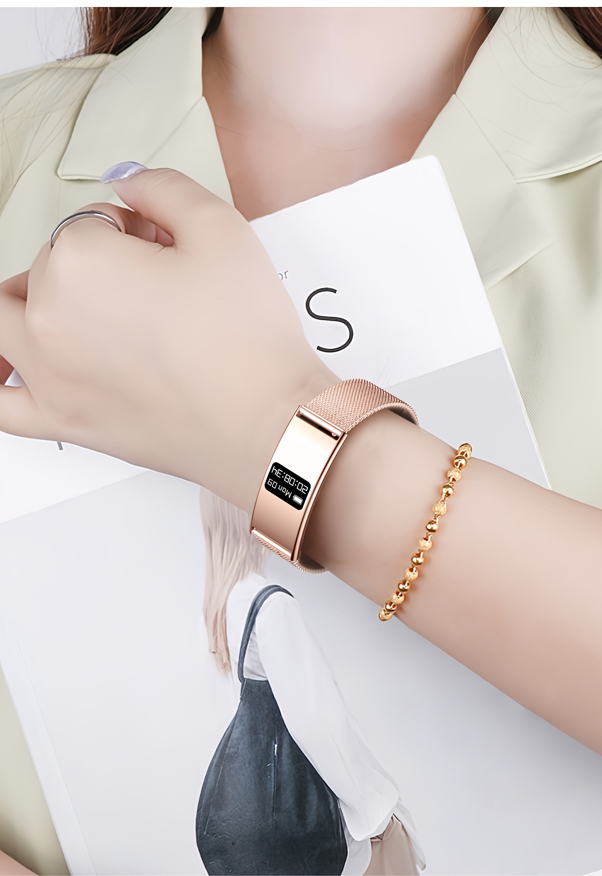 GWENLAND 2025 Smart Bracelet - Zinc Alloy Body, Lightweight And Fashion, Multiple Sport Modes, Step Count, Sleep Detection, IPX8, Remote Control Photography, Ideal Christmas Gift for Boyfriend Or Girlfriend