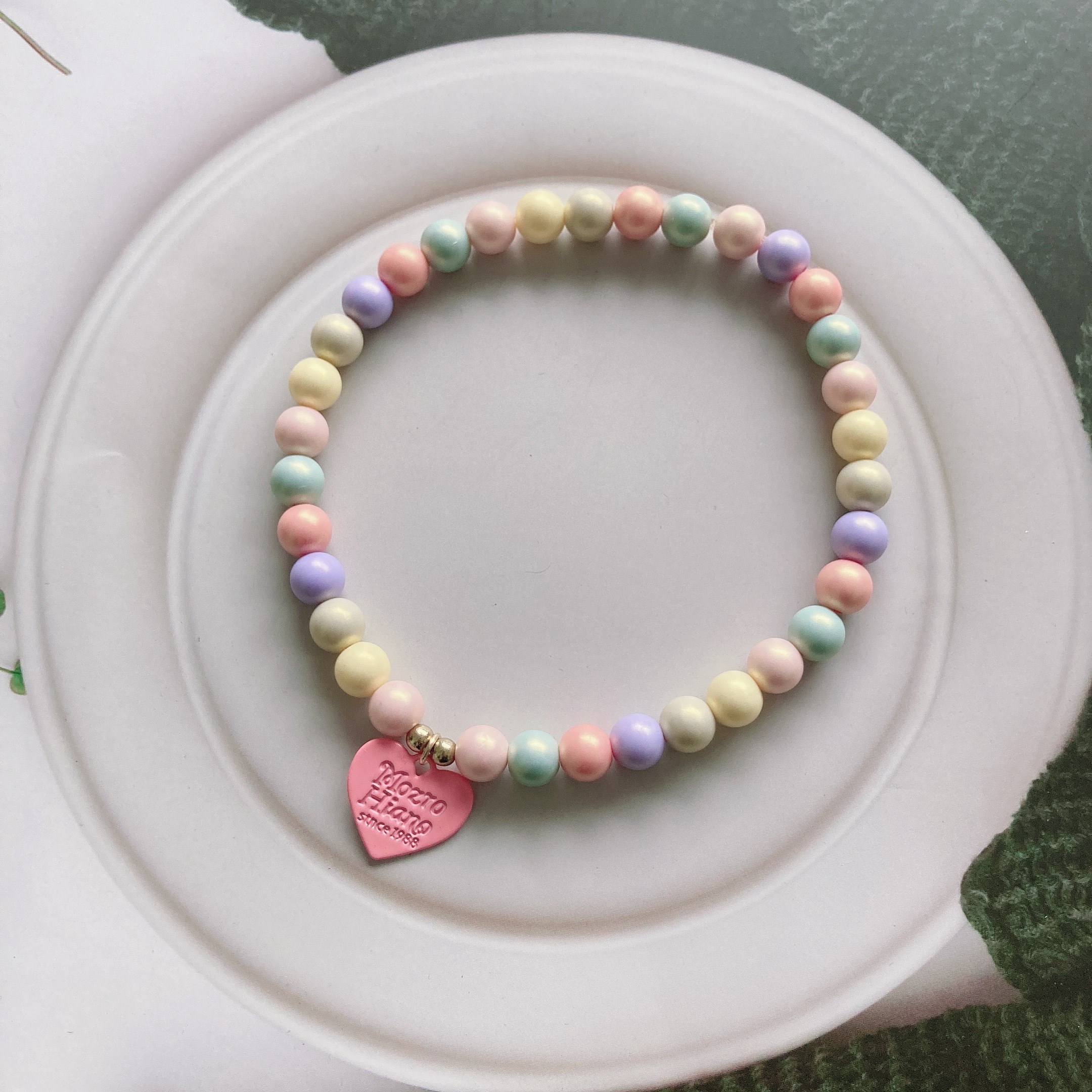 TEMU Collana a cuore con perline colorate e dorate a tema fantasy per cani