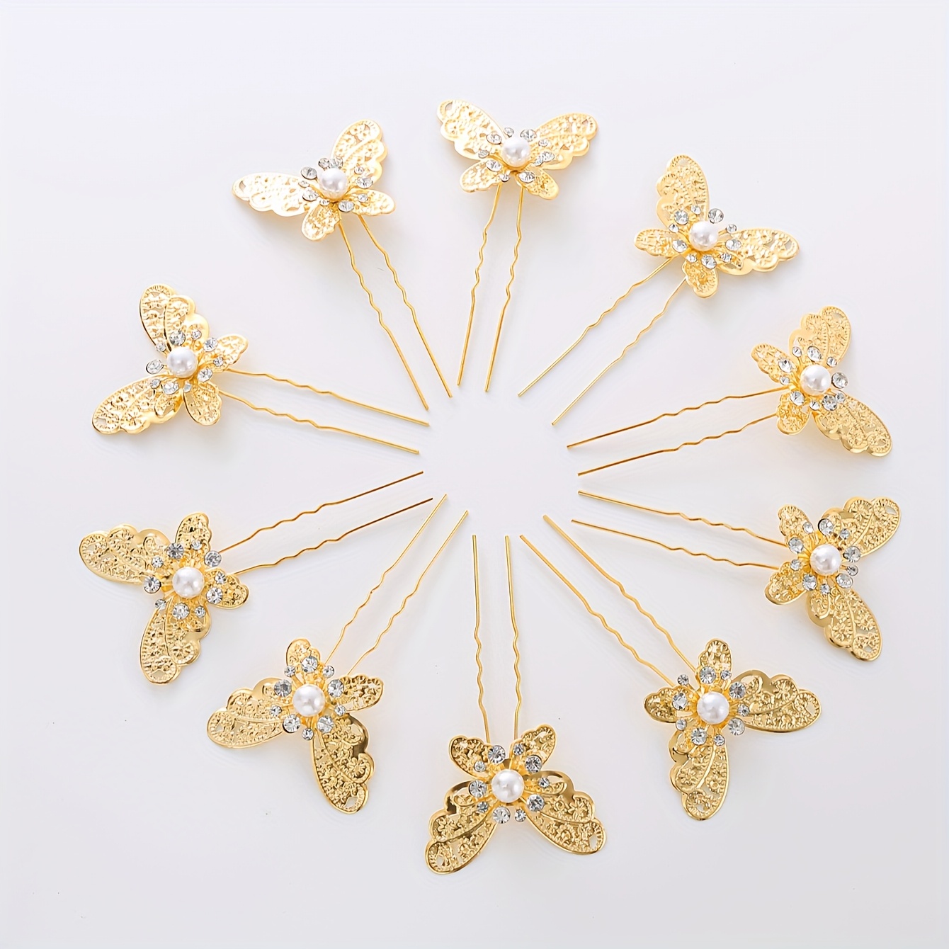 TEMU 10pcs Of New Female Jewelry With Diamond Pearls, Bridal Headpiece, Fork Shaped Hairpin, U-shaped Braided Hair, Wedding Hairpin, Daily Simple And