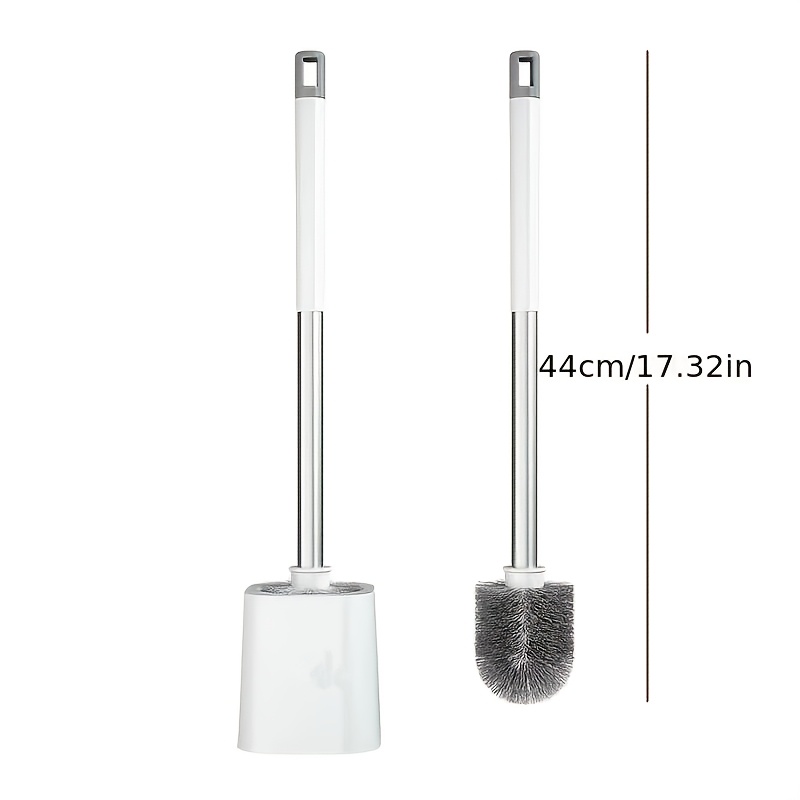 TEMU 1 Set Toilet Brush With Holder, Wall-mounted Or Freestanding, Heavy-duty Stiff Bristles For Strong Stain Removal, Suitable For Home And