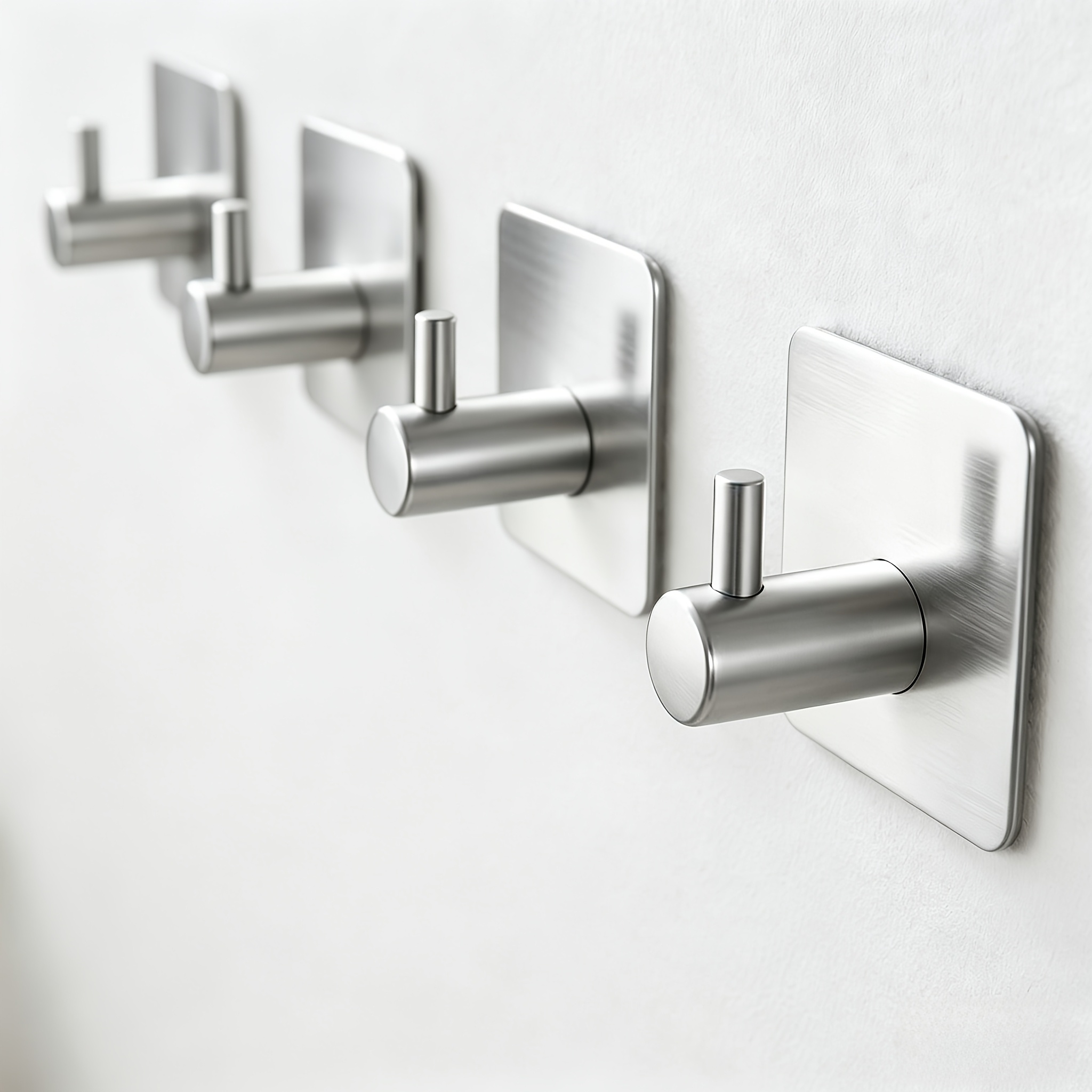 1/4 Hooks, Adhesive Hooks, Clothes Robe Coat Hooks, Wall-mounted No-drill Stainless Steel Hooks For Bathroom, Toilet, Kitchen, Bedroom, And