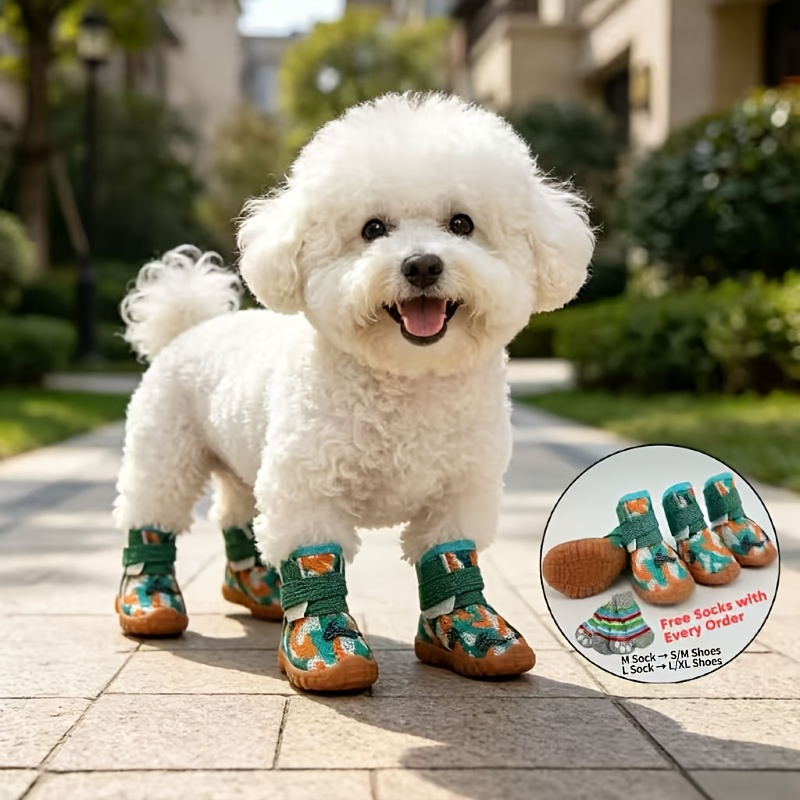 Four-Pack Dog Shoes for Outdoor Walking, Breathable Mesh