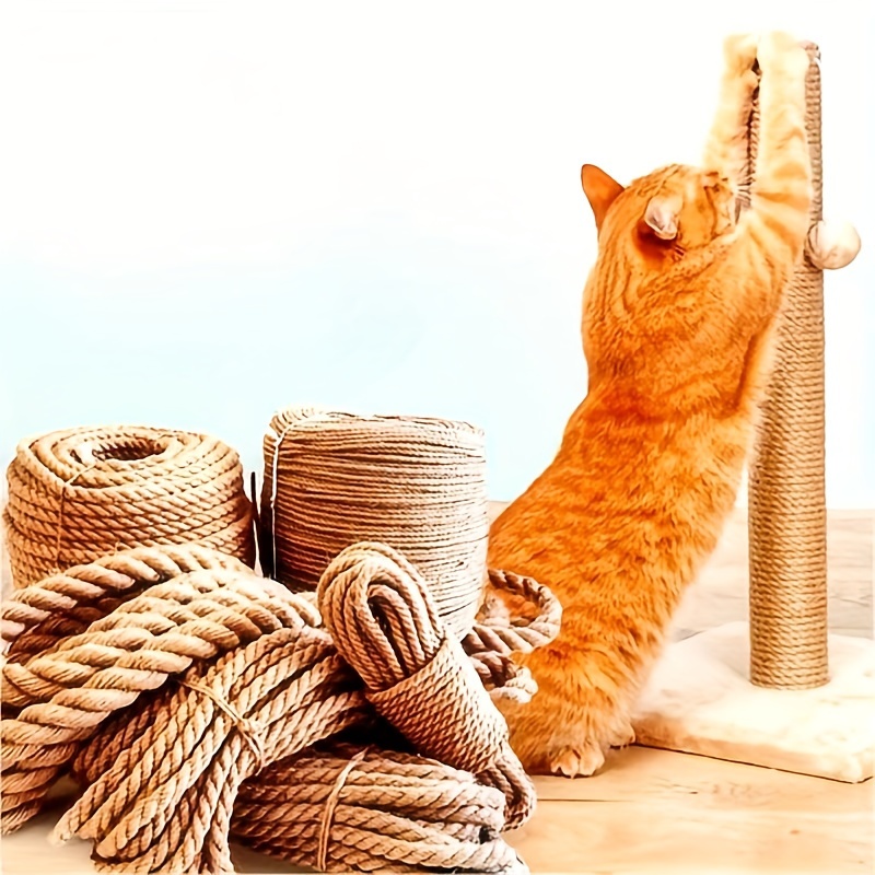 Natural Hemp Rope, 1/4 Inch Heavy Duty Jute String for Cat Scratching Post  and Tower, DIY Cat Scratching Post for Cat Scratching Post, Scratching Mat,  Crafts, Gardening, Hammock, Home Decoration (6ft) 