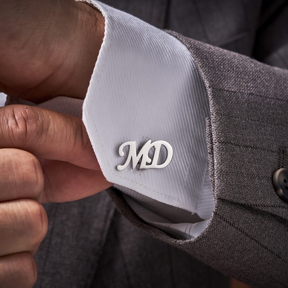 Customized Minimalist Double Letter Cufflinks for Couples