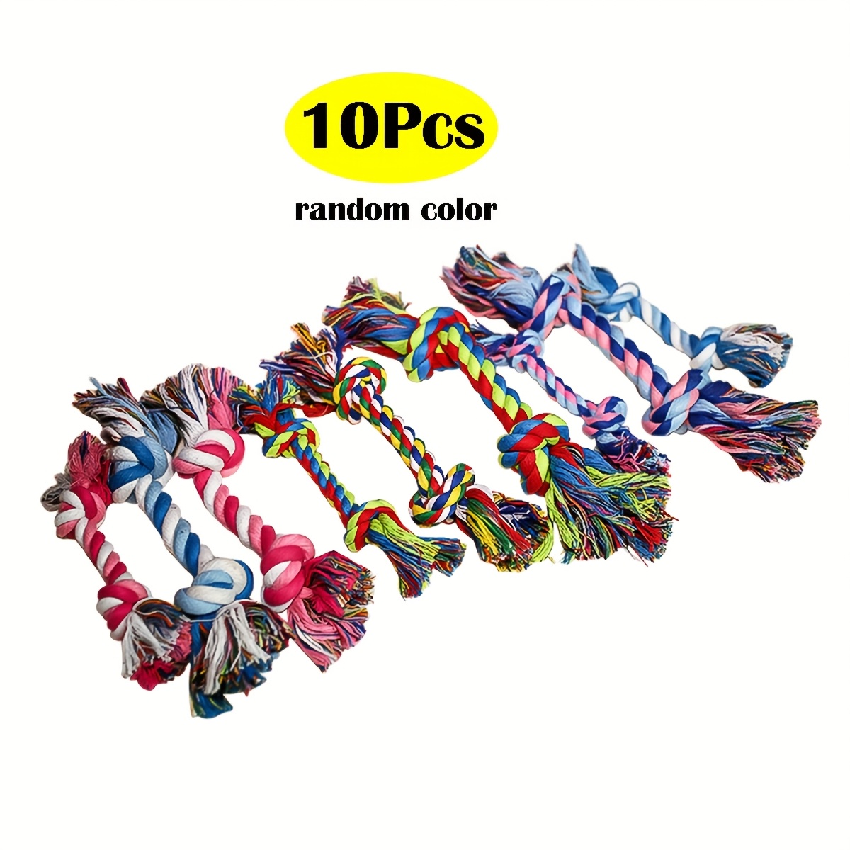 Image of 10pcs/20pcs/30pcs Rope Toys Dog Rope Knots Teething Bite-resistant Double Knots Rope Toys Random Styles Random Colors