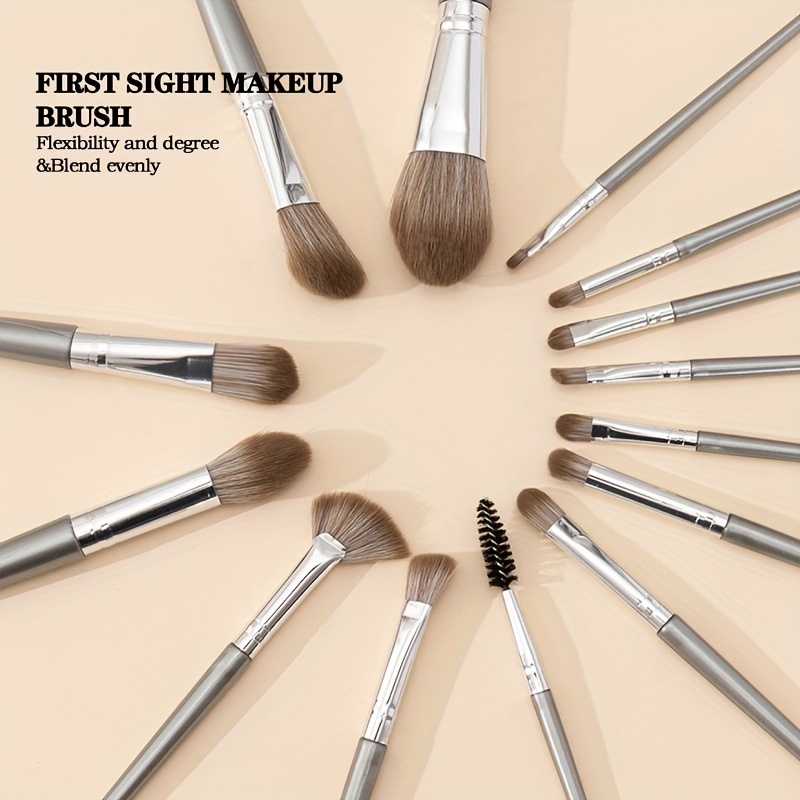  set of 14 makeup brushes with soft bristles including powder blush and foundation brushes beginners details 2