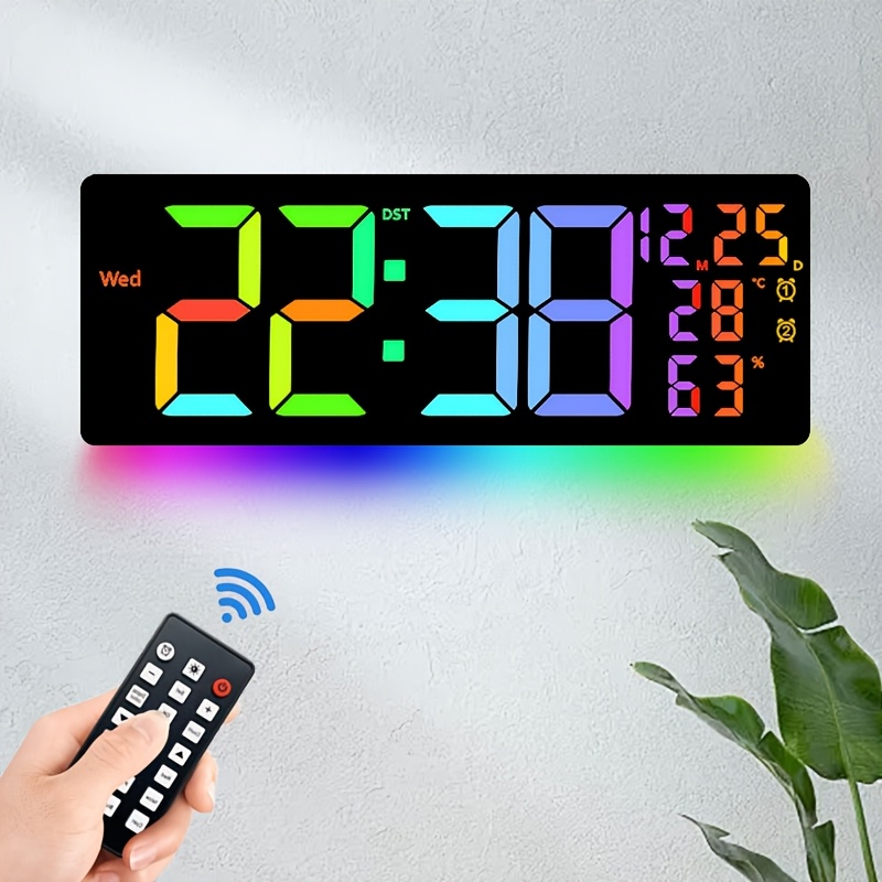 E-shop 17,62 Zoll Digital Wanduhr, geeignet für große Digitaluhren in Wohnzimmern, Schlafzimmern und Büros, mit automatischer Sommerzeitumstellung,