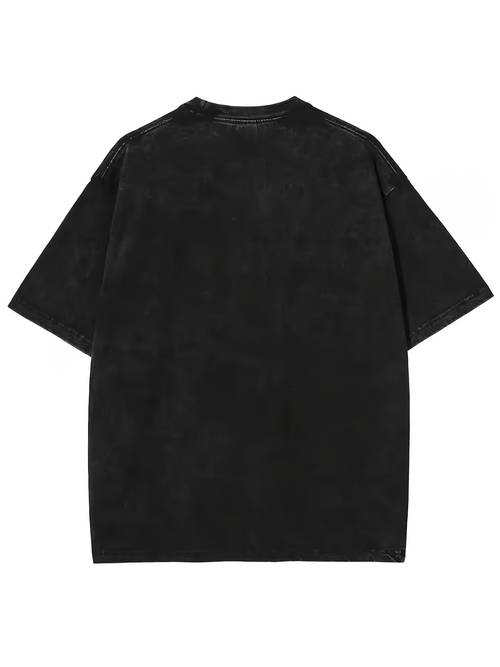 mens washed and distressed short sleeved t shirt fun and funny cat print pattern fabric loose fit y2k street style pullover casual sports comfortable wear
