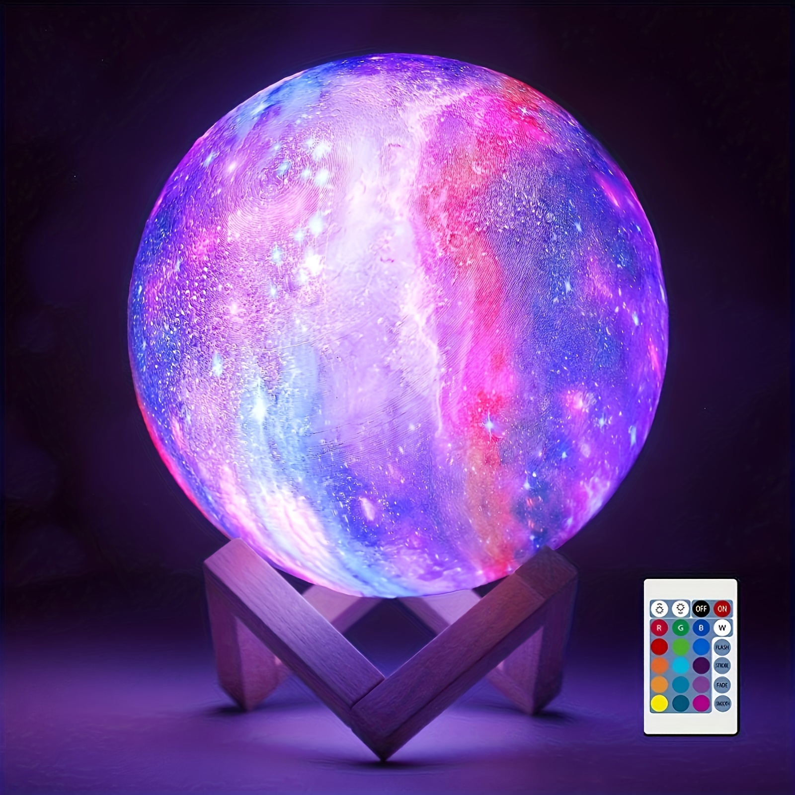 

16 Color Remote Control Lamp With Stand Usb Plug-in Gift For Birthday Bedroom Home Decoration 5.98 Inch Color Ball Moon Lamp Night Light