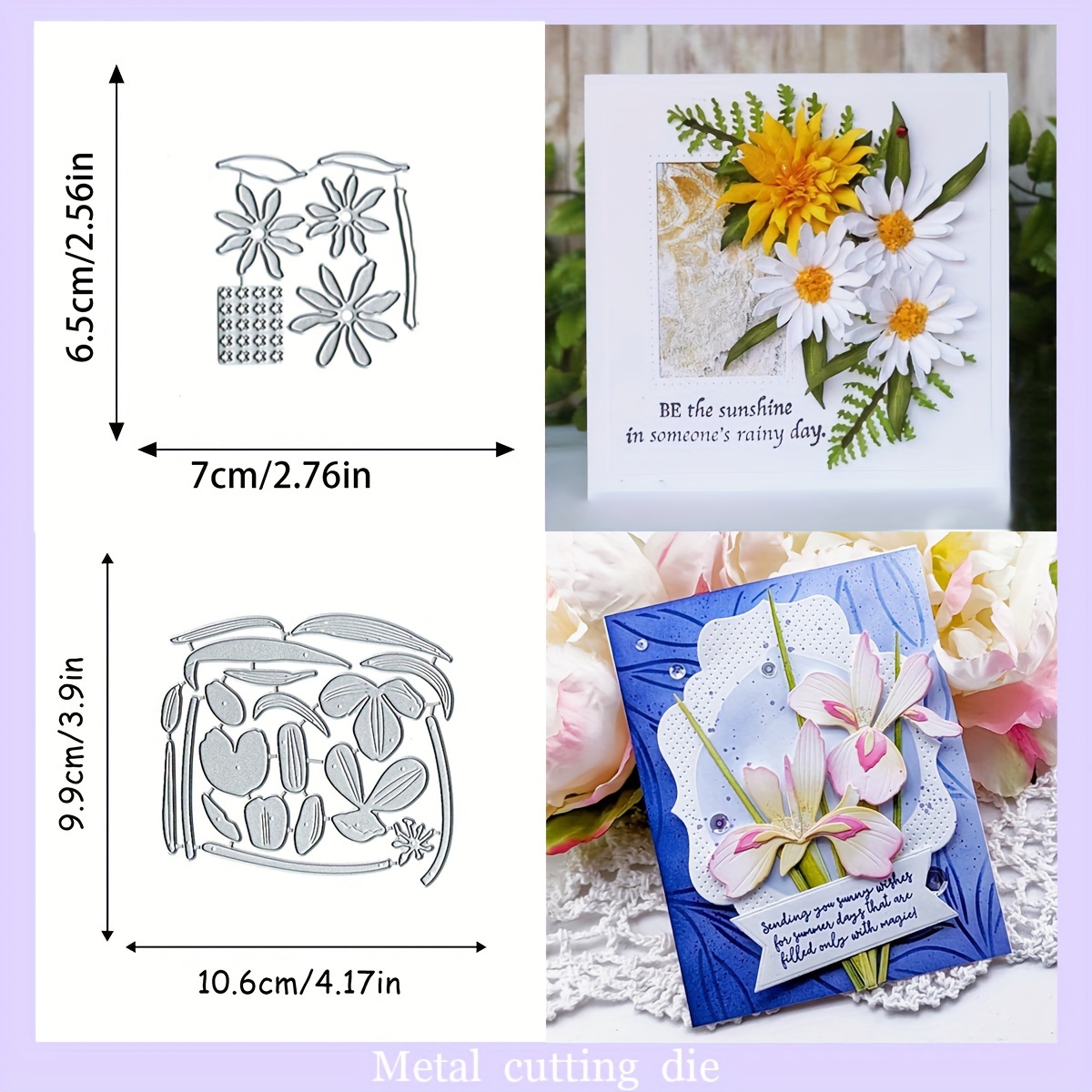 

A Set Of Flower Lily And Daisy Background Holiday Greeting Card Background Decoration Golden Cutting Template Cutting Thin Cutting Die Handmade Diy Cutting Die