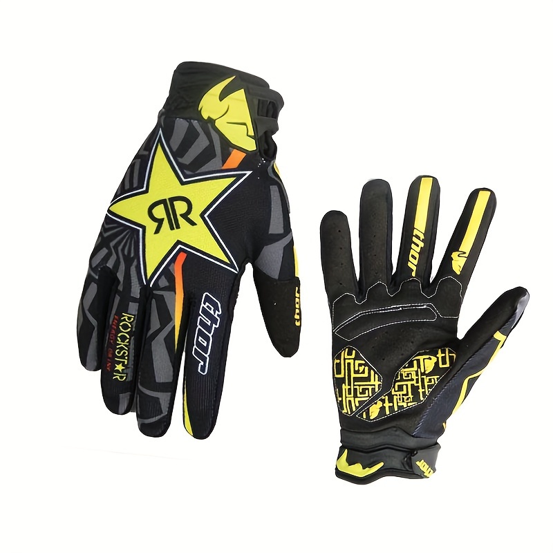 

Rockstar Ghost Claw Full-finger Cycling Gloves, 1pc, Nylon Woven, Breathable With Anti-slip Silicone, Quick Dry, Rubber Logo, For Outdoor Sports Motorcycle Racing Bicycle Riding - Unisex All-season