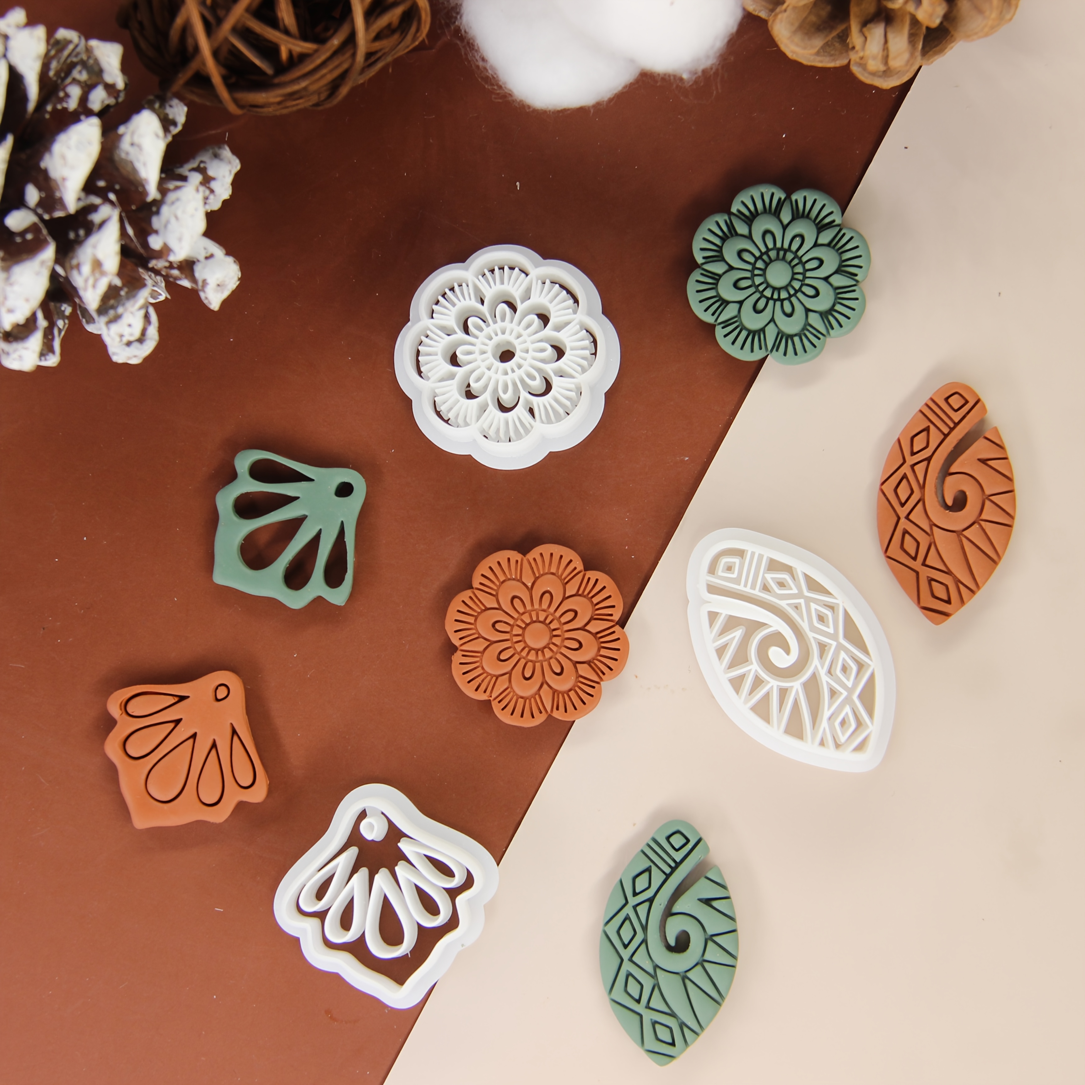 

1pc/2pcs/3pcs Flower Shape Polymer Clay , Oval Clay For Earrings Making, Printing Clay Earrings , Irregular Shapes Clay For Polymer Clay Jewelry, Jewelry Making Kits