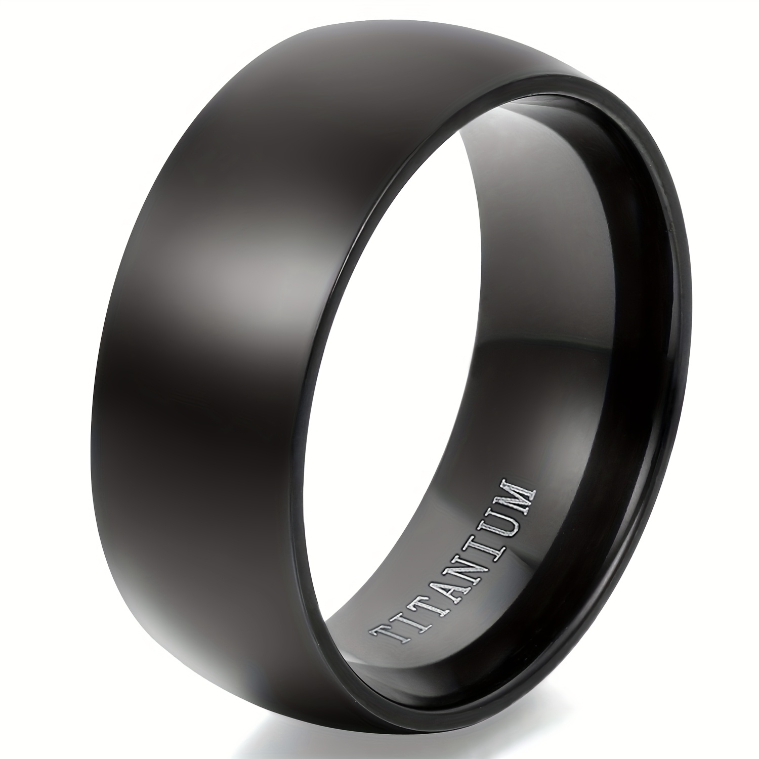 Image of Jewelrywe Polished Titanium Ring For Men, Wedding Band, Without Battery