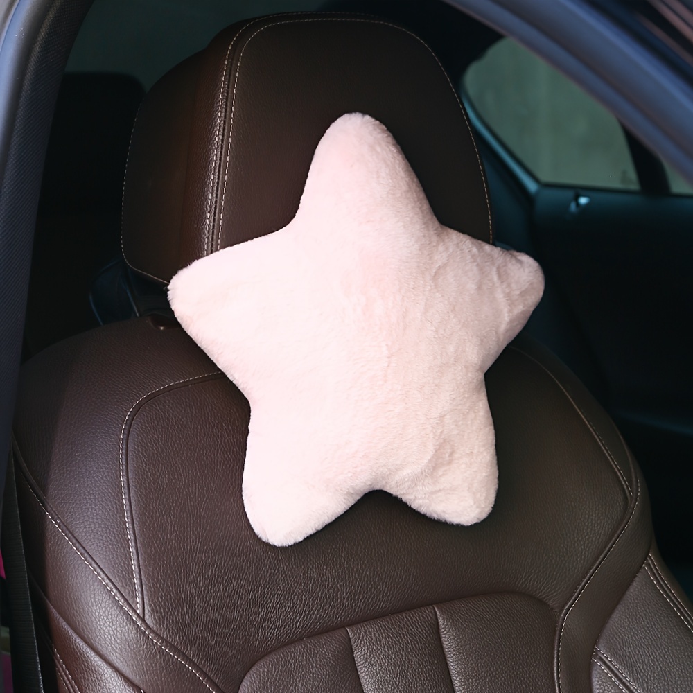 

A Car-shaped Plush Headrest, 2 Colors - Pink, Yellow, Car Seat Cushion And Neck Set Interior Accessories