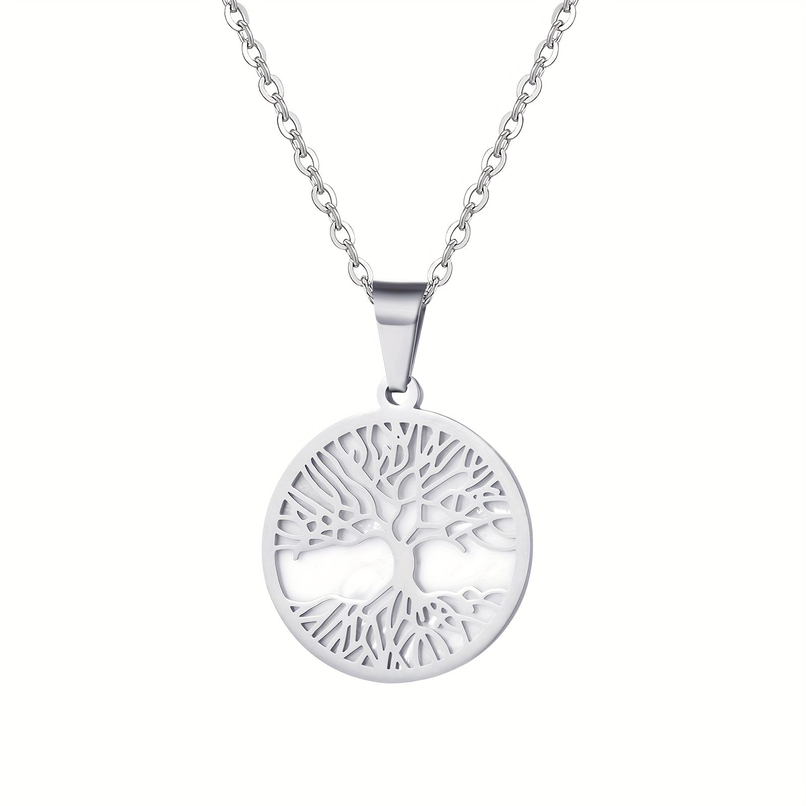 Image of Tree Of Life Necklace For Women - Bohemian Elegant Family Tree Pendant With White Shell Inlay, Mother Wife Gift For Mother’s Day, Everyday & Party Jewelry, Wear