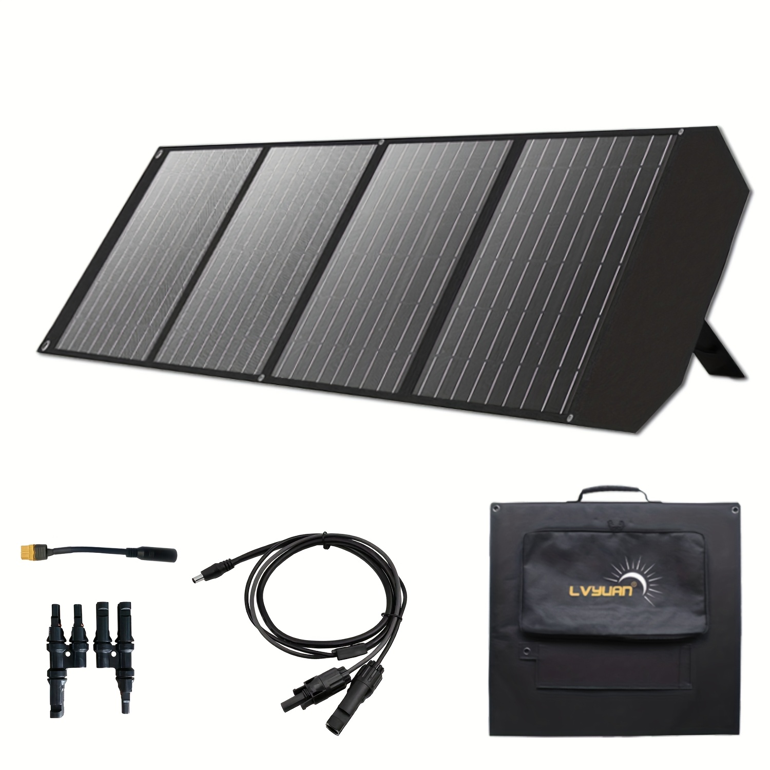 E-shop LVYUAN 200W Tragbare Faltbare Solarpanel, 22,5% Umwandlungseffizienz, Vierfach Faltbares Solarpanel, Monokristallines Silizium-Solarpanel,