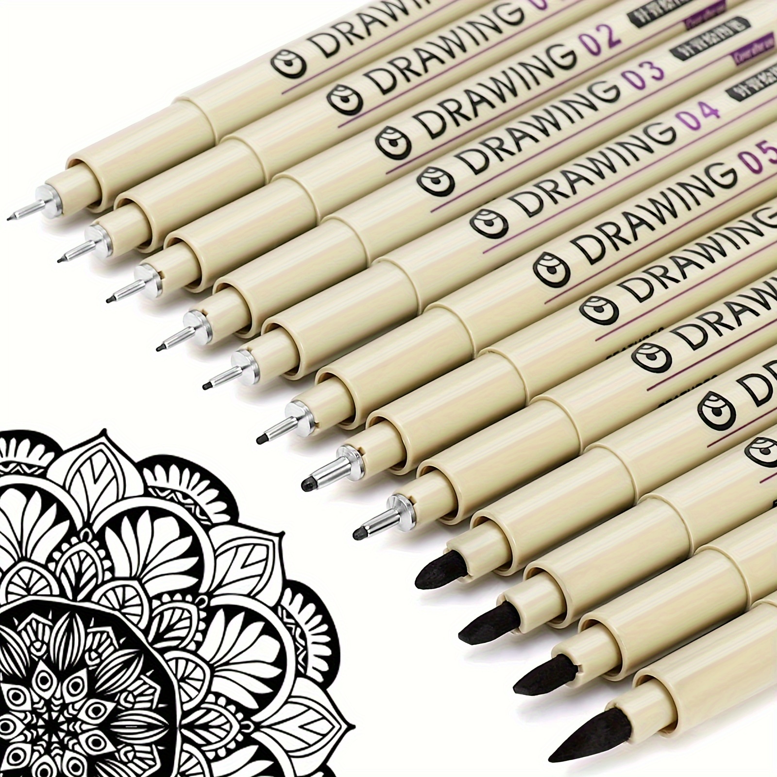 

12-pack Drawing Pens, Black Waterproof Ink, Artist's Markers, Professional Sketching , Anime, Watercolor, , Gift Items, Water Pens For Office Supplies