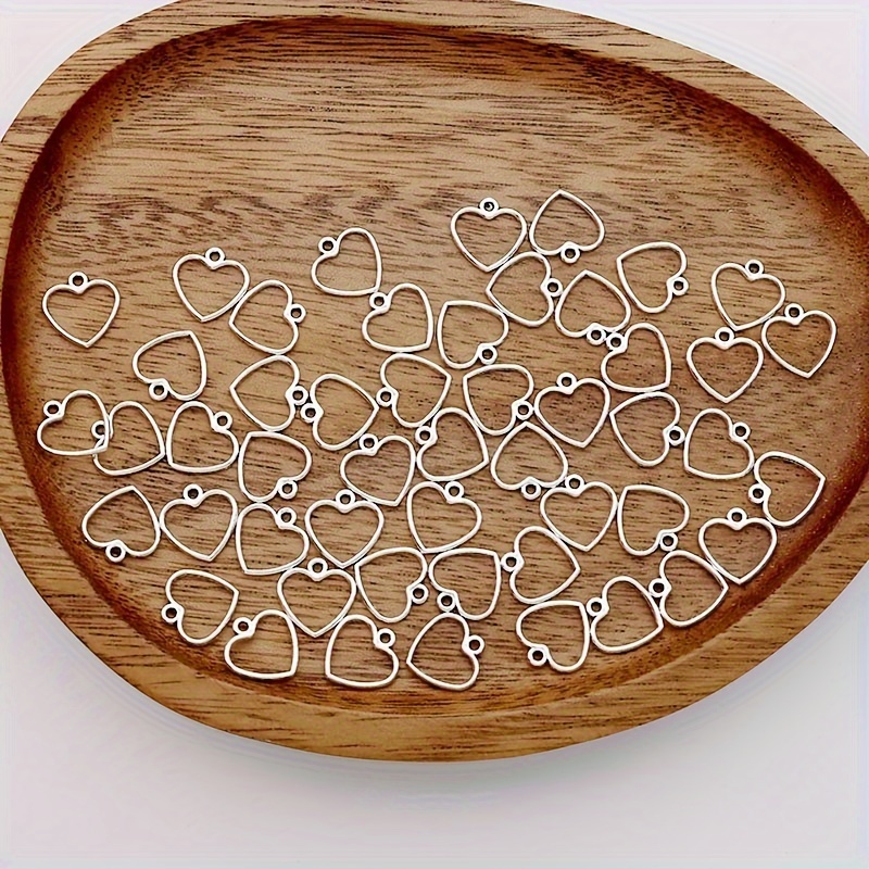 50pcs Hollowing Heart Alloy Hollow Heart Love Ancient Silvery Tibetan Silvery Making Bracelet Diy Earrings Necklace Hollow Heart Love Pendant
