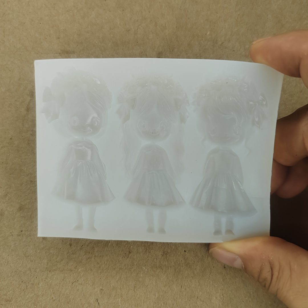 TEMU Cute Little Girls Semi-3d Silicone Mold For Car Decorations, Refrigerator Magnets, Candles, Plaster, Clay, Pottery, Epoxy Resin, Home Ornaments,