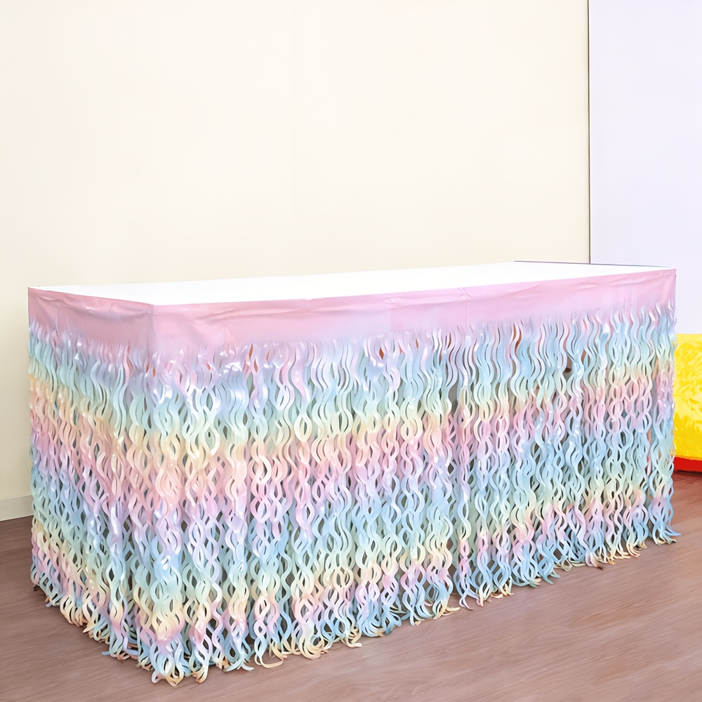 A Disposable Table Skirt With Gradient Design, Suitable For Decorating Tables At Birthday Parties, Weddings, And Gatherings, Measuring 75*275cm