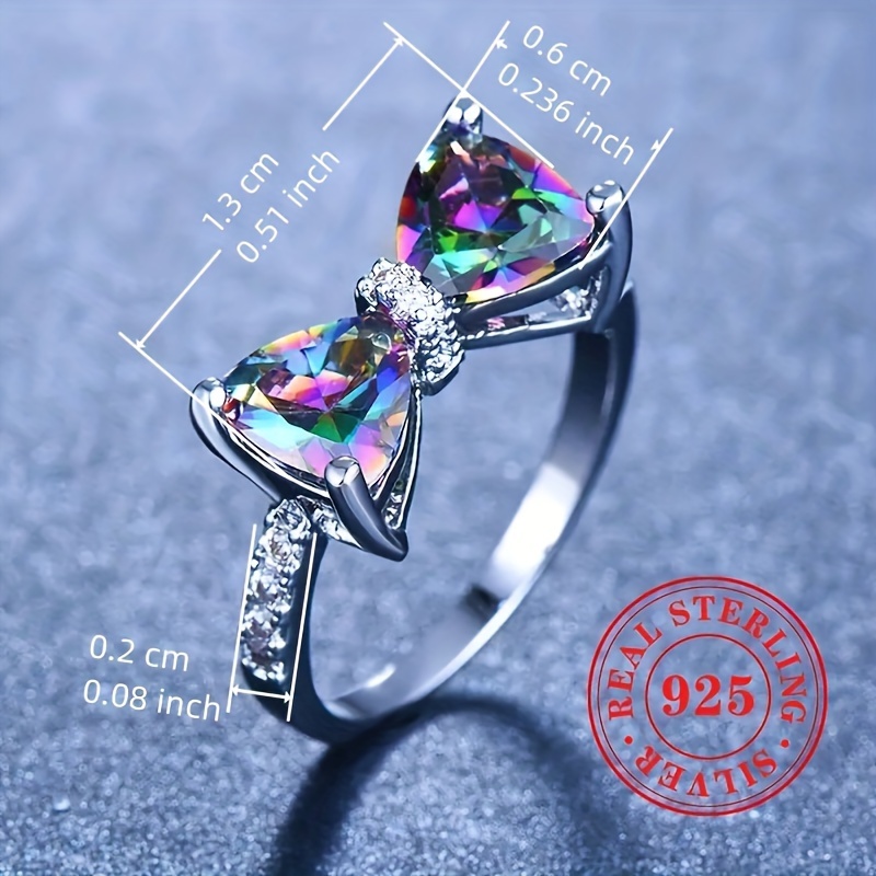 Colorful CZ Butterfly Knot Ring, April Birthstone