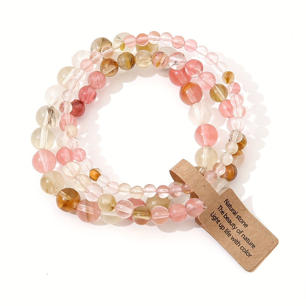 Stone Bead Bracelet Set, 4mm 6mm 8mm, Couple Hand Chain
