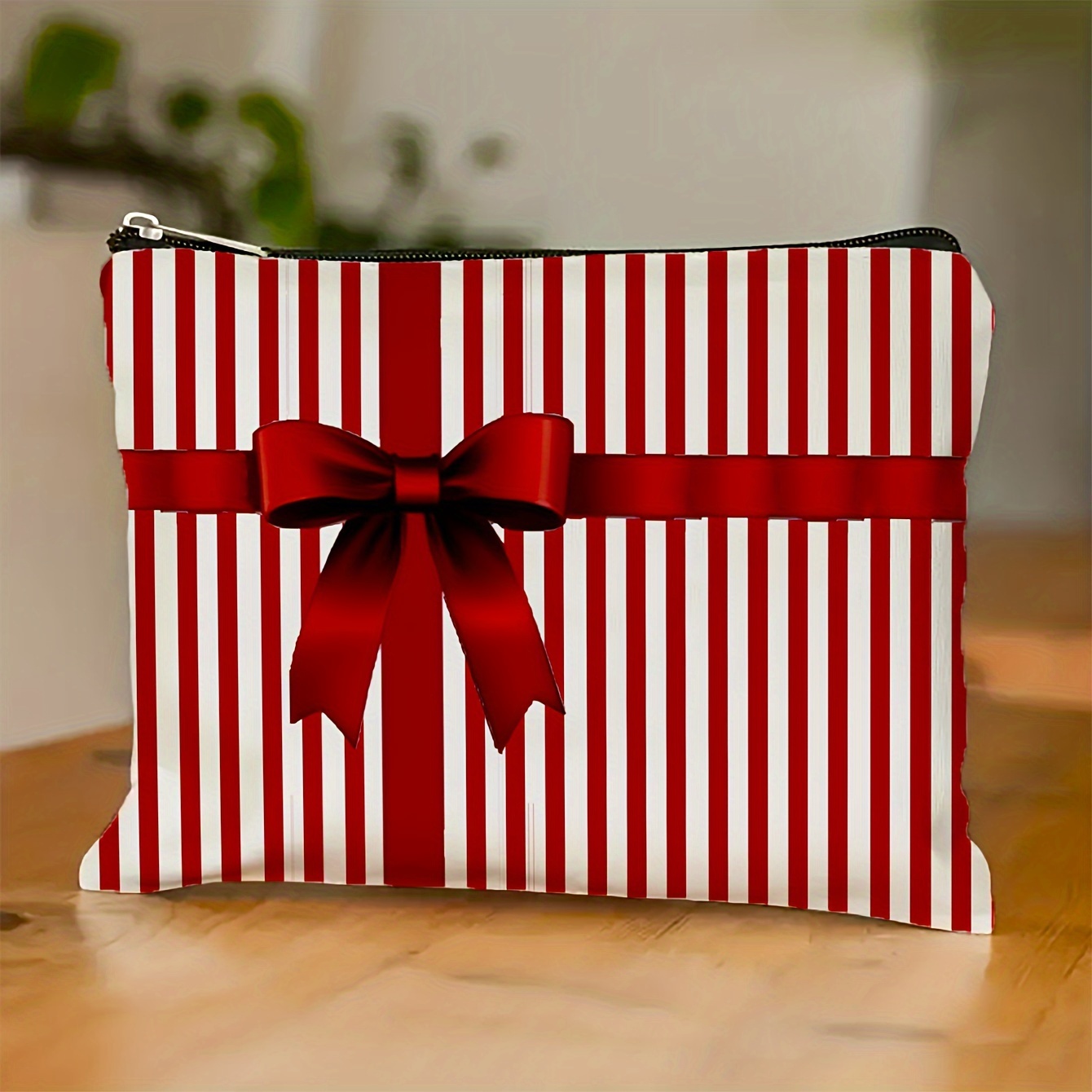 

Christmas Striped Bow Makeup Bag - ,, -free, For & , For , ,