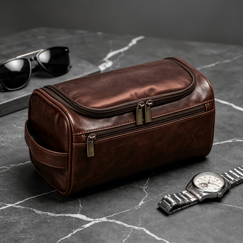 TEMU Trousse de toilette 1 pièce pour homme et femme, de voyage multi-poches avec crochet de suspension et poignée supérieure, pochette de rangement