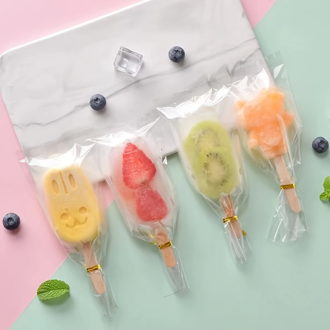 

100pcs/set 7x18cm Summer Transparent Ice Cream Cake Baking Packaging Bag Homemade Popsicle Packing Bags