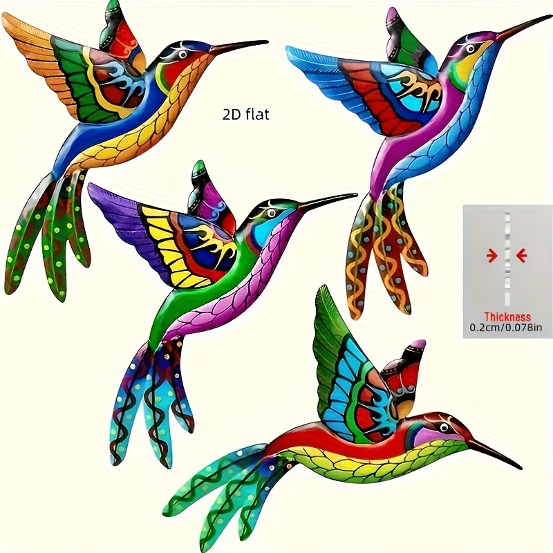 TEMU 2D Plat, 2dflat, 4pcs Nouvelle Art Mural en Acrylique, Accrocheur pour Clôture de Jardin Extérieure, Décoration de Salon et Chambre à Coucher,