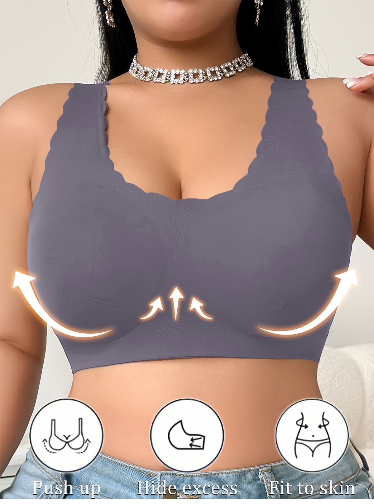Plus size traceless push up and anti-sagging wireless bra anti-slip bra women breast holding comfortable breathable top Truss chest pad beauty back Vest Women