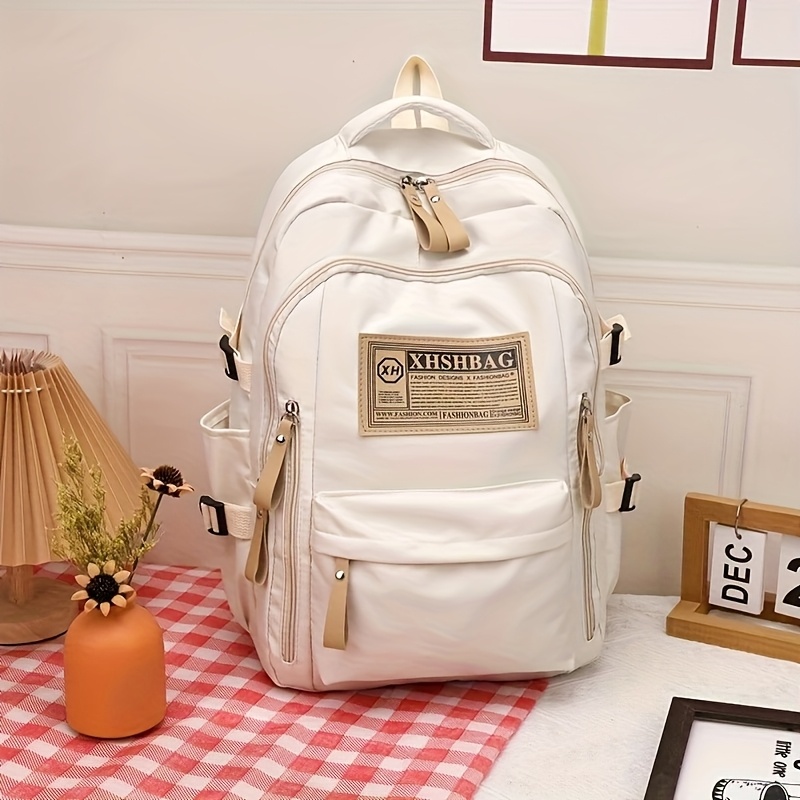 red casual backpack with adjustable shoulder straps multiple pockets lightweight durable polyester for travel school daily   stylish functional design daily   bag minimalist backpack lightweight bag details 9