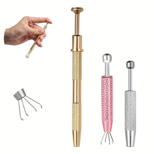 3pcs piercing ball grabber tool kit stainless steel flat back earring applicators threaded and non threaded suitable for chip replacement
