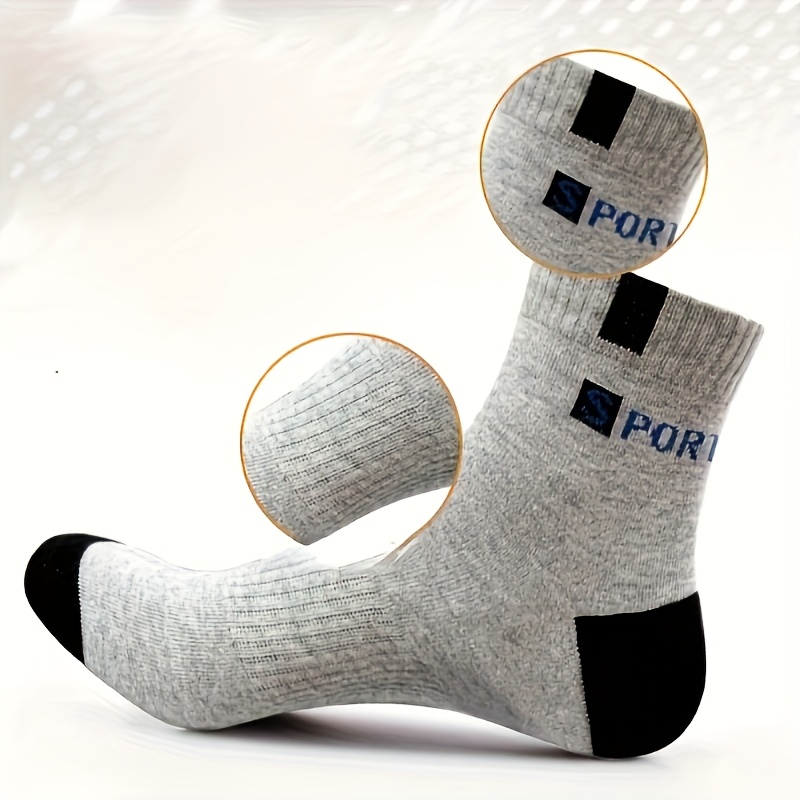 10 Pares/5 Pares - Calcetines Deportivos Transpirables para Hombres - Estampado de Letras de Moda, Alta Elasticidad, Calcetines para Correr al Aire Libre, Calcetines Unisex para Senderismo y Deportes, Calcetines de Moda con Letras Tendencia