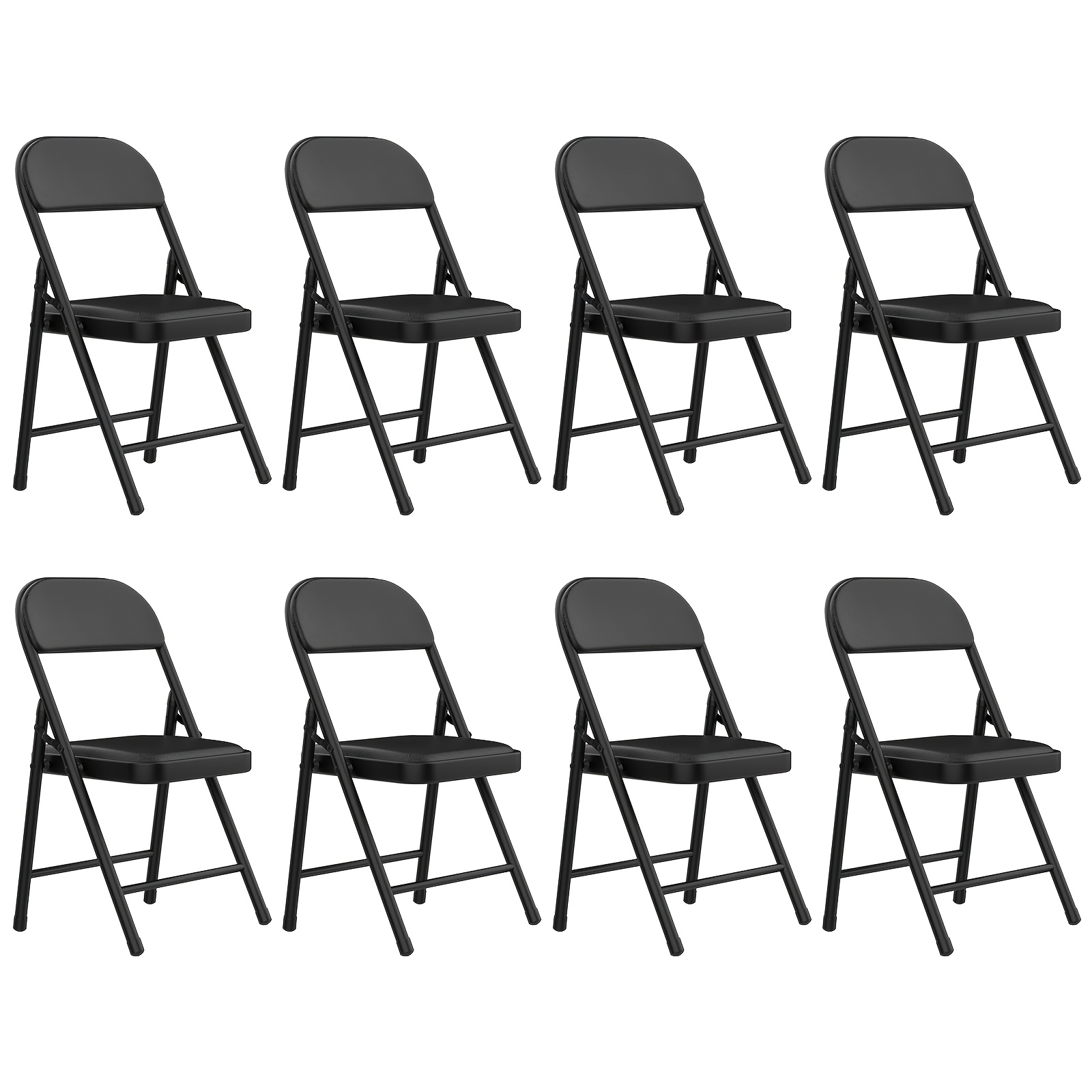 Set Of 8 No-assembly Folding Chairs, Pu Padded Event Chairs For Large Weddings & Corporate Events, Banquet Chairs For Restaurant & Party Venues