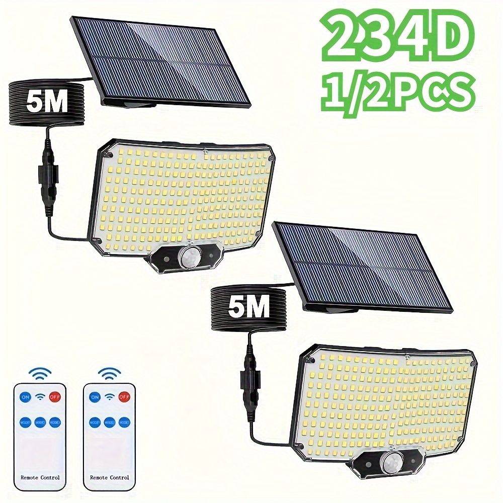 

1/2pcs 234 Led Wall Light/3 , Motion Sensorwith , With Light From Dusk Todawn, Remote Control, Led Solar Lights For, Llluminatio, & Patiosecurity