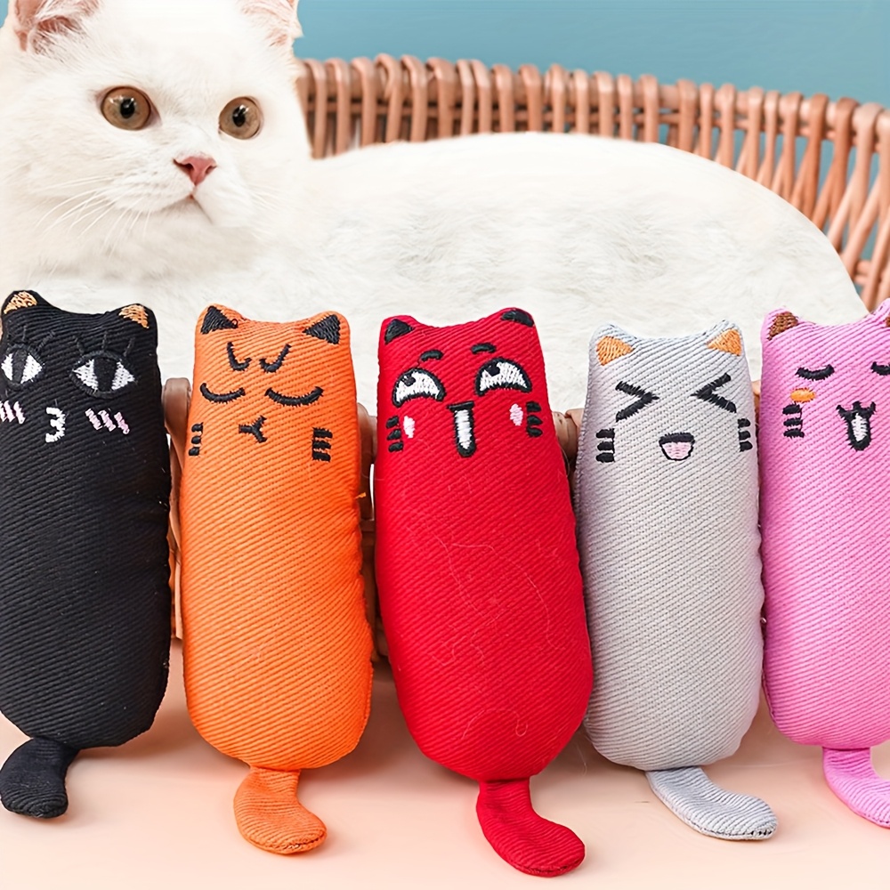 

5pcs/set Pet Cat Toys Fabric, Teething Wearable Cute Cat Mouse Toy With Catnip Inside