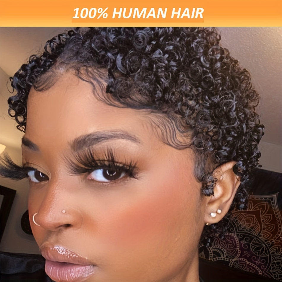 

Chic 4-inch 1b Afro Wig For Women - Premium Brazilian Remy Human Hair, 150% Density, 13x4 Transparent Lace Wig, Versatile & Stylish