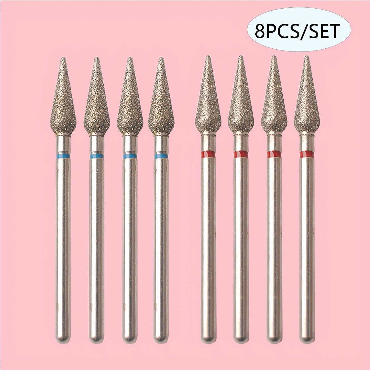 Image of 8pcs Diamond Cuticle Clean Nail Drill Bits Set, Professional Safety Rotary Carbide Under Nail Cleaner Manicure Nail Bit For Cuticle Dead Skin, Nail Prepare Salon Tools, Medium & Fine Grit