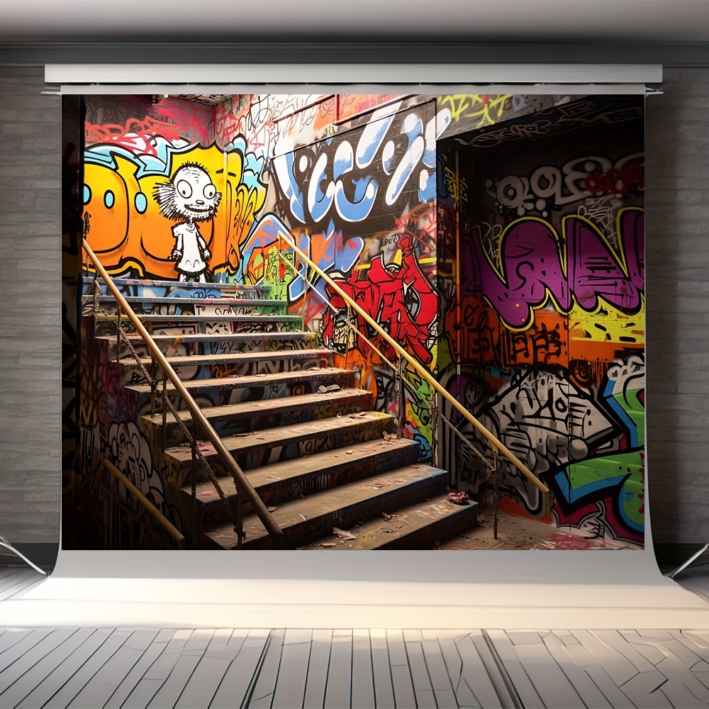 Graffiti-Wandhintergrund Für Fotoshootings – Vinyl, Retro-Design, In Verschiedenen Größen (z. B. 1,5x2,2 M)
