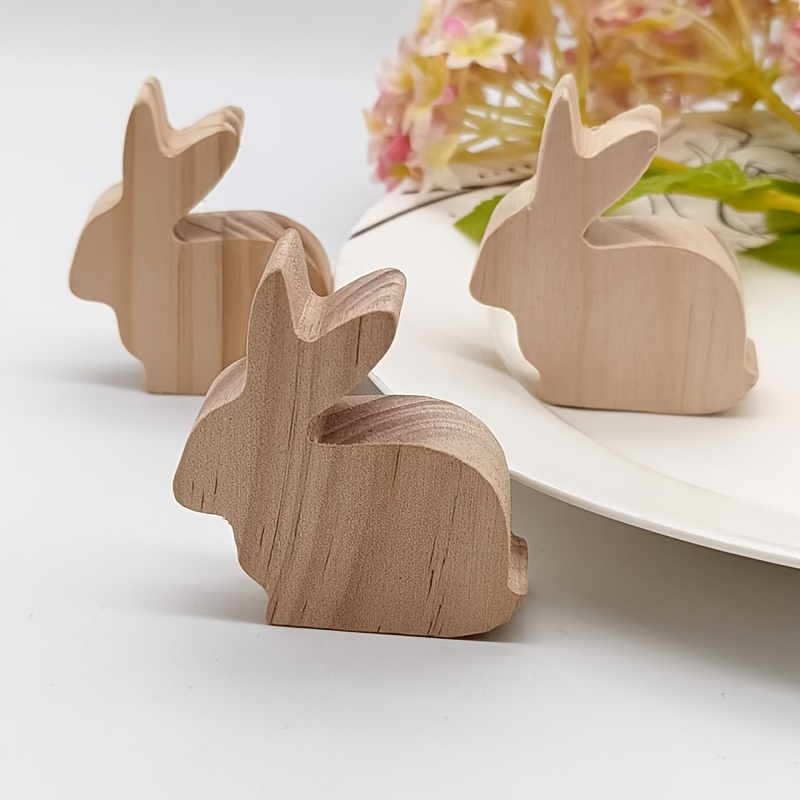 

6pcs Easter Figurines, Manufactured Wood , Wooden , For Types, No Needed, For Easter Decorations