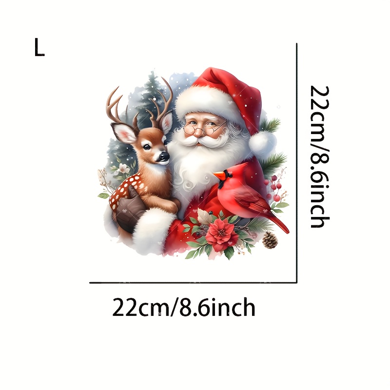 Santa Claus And Deer Heat Transfer Stickers, Washable Iron-on For Diy T-shirts, Hoodies, Jeans, Backpacks, Pillow…: retailer-supplied image